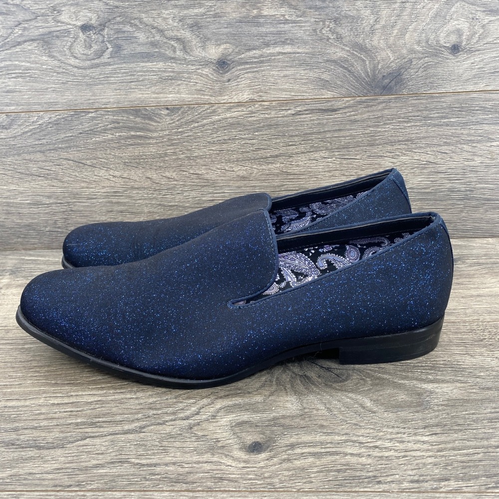 Couture 1910 Glitter Loafers Mens 11.5 Navy Blue Sparkle Formal S206-M038